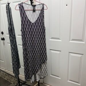 Design History Black & White Diamond Asymmetrical Dress